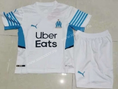 2021-2022 Olympique Marseille Home White Youth/Kids Soccer Uniform