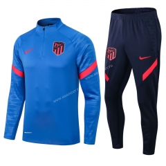 21-22 Atletico Madrid Blue Thailand Soccer Tracksuit Uniform-411