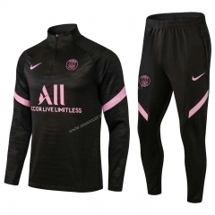 2021-22 Paris SG  Black Thailand Soccer Tracksuit Uniform-411