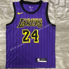 2018 Lakers NBA Purple stripes Limited #24 （BRYANT） Jersey-311