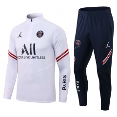 2021-22 Jordan Paris SG White Thailand Soccer Tracksuit Uniform-411