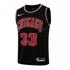 （Hot-pressed）NBA Chicago Bull Black Round neck #33 Jersey-815