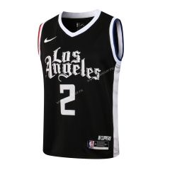 （Hot-pressed）V-neck NBA Los Angeles Clippers Black #2 Jersey-815