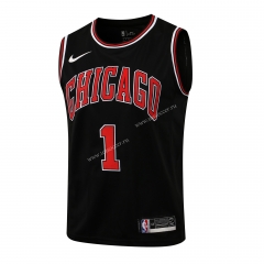 （Hot-pressed）NBA Chicago Bull Black Round neck #1 Jersey-815