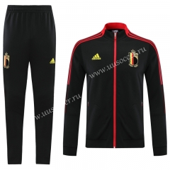 2021-2022 Belgium Black with Black Ribbon Thailand Soccer Jacket Uniform-LH