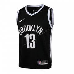 （Hot-pressed）NBA Brooklyn Nets Black White border#13 Jersey-815