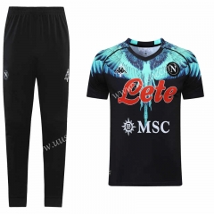 2021-2022 SSC Napoli Black Shorts-Sleeve Thailand Tracksuit Uniform-LH