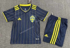 2021-2022 Sweden Away BLUE Kid/Youth Soccer Uniform