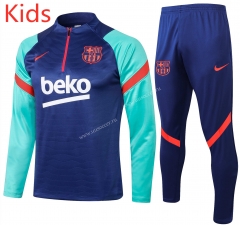 2021-2022 Barcelona Cai Blue Thailand Youth/ Kids Tracksuit Uniform-2038