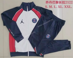 2021-22 Paris SG  Blue &White Soccer Jacket Uniform High collar-815