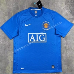 UEFA Champions League 07-08 Retro Version Manchester United  Blue Thailand Soccer Jersey AAA-510（Different signs below）