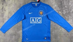 07-08 UEFA Champions League Retro Version Manchester United Blue Thailand LS Soccer Jeesey AAA-510（Different under）