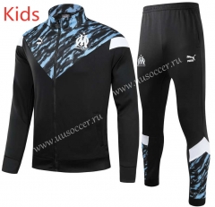 2021-2022 Olympique de Marseille Black LS Kids/Youth Soccer Jacket Uniform-GDP