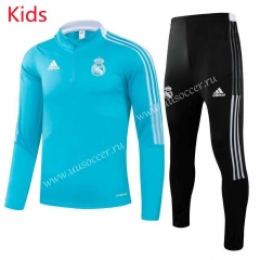 2021-2022 Real Madrid Blue Kids/Youth Soccer Tracksuit-GDP