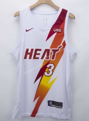 Fashion Edition  NBA Miami Heat White #3 Jersey