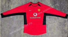 2002 Retro Version Manchester United Home Red Thailand LS Soccer Jeesey AAA-510