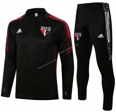 2021-2022 Sao Paulo Black Thailand Soccer Tracksuit Uniform-815