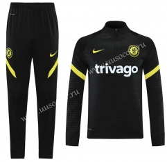 2021-2022 Chelsea Black Thailand Soccer Tracksuit Uniform-LH