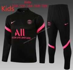 2021-2022 Paris SG Black Youth/Kids Thailand Soccer Tracksuit Uniform-815