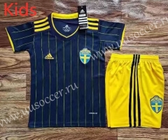 2021-2022 Sweden Away  Royal BLUE Kid/Youth Soccer Uniform-709
