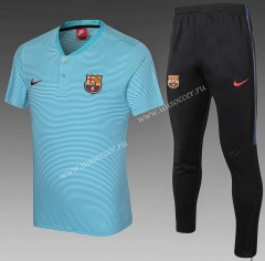 2021-2022 Barcelona  light Blue Polo Uniform-815