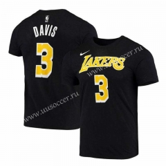 NBA Lakers Black Cotton T-shirt #3-CS