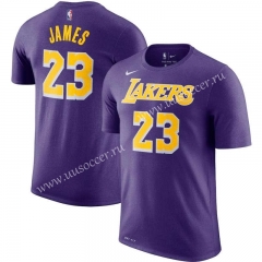 NBA Lakers Purple  Cotton T-shirt #23-CS