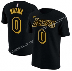 NBA Lakers Black Cotton T-shirt #0-CS