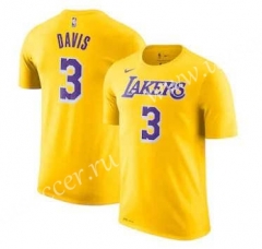 NBA Lakers Yellow Cotton T-shirt #3-CS
