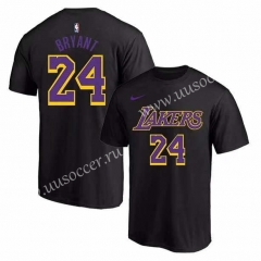 NBA Lakers Black Cotton T-shirt #24-CS