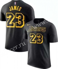 NBA Lakers Black Cotton T-shirt #23-CS