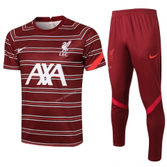 2021-2022 Liverpool Red Thailand Short-Sleeve Soccer Tracksuit Uniform-518