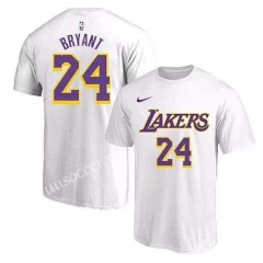 NBA Lakers White  Cotton T-shirt #24-CS