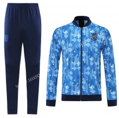 2021-2022 England Blue Soccer Thailand Jacket Uniform-LH