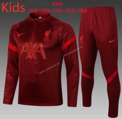 2021-2022 Liverpool Dark Red Thailand kids Soccer Tracksuit Uniform-815