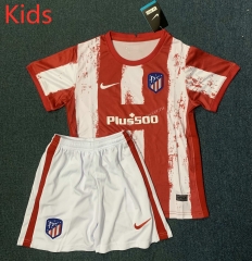 2021-2022  Atletico Madrid Home Red and White Youth/Kids Soccer Uniform-DD1
