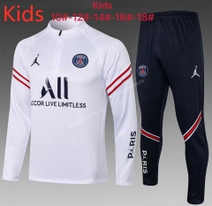 2021-2022  Paris SG White Youth/Kids Thailand Soccer Tracksuit Uniform-815（The pants are different）