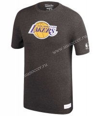 NBA Lakers Dark Grey Cotton T-shirt-CS