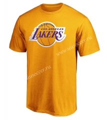 NBA Lakers Yellow Cotton T-shirt-CS