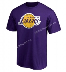 NBA Lakers Purple Cotton T-shirt-CS