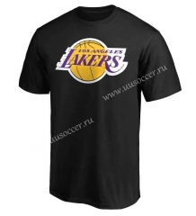 NBA Lakers Black Cotton T-shirt-CS