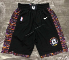 2020 City Version Brooklyn Nets Black NBA Shorts-311（Logo on the waistband）
