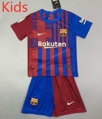 2021-2022 Barcelona Home Red & Blue Kids/Youth Soccer Uniform-QY(Advertising on the arm)