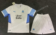 2021-2022 Olympique Marseille Home White Soccer Uniform-GB (Different neckline logo)