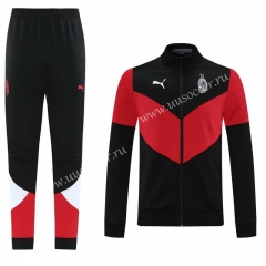 classic style 2021-2022 AC Milan Black & Red Soccer Jacket Uniform-LH(Pants without letters)