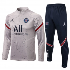 2021-22 Jordan Paris SG Light Gray Thailand Soccer Tracksuit Uniform-815