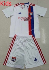 2021-2022 Olympique Lyonnais Home White Youth/Kids Soccer Uniform-507