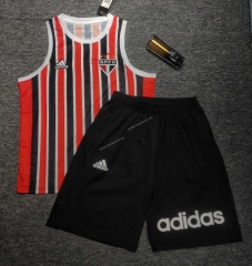 2021-2022 Sao Paulo Red&Black Thailand Soccer Vest Suit-DD3