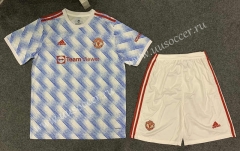 2021-2022  Manchester United Away Blue Soccer Uniform-GB