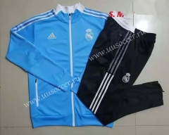2021-2022 Real Madrid Blue Soccer Jacket Uniform-815（Pants are different）